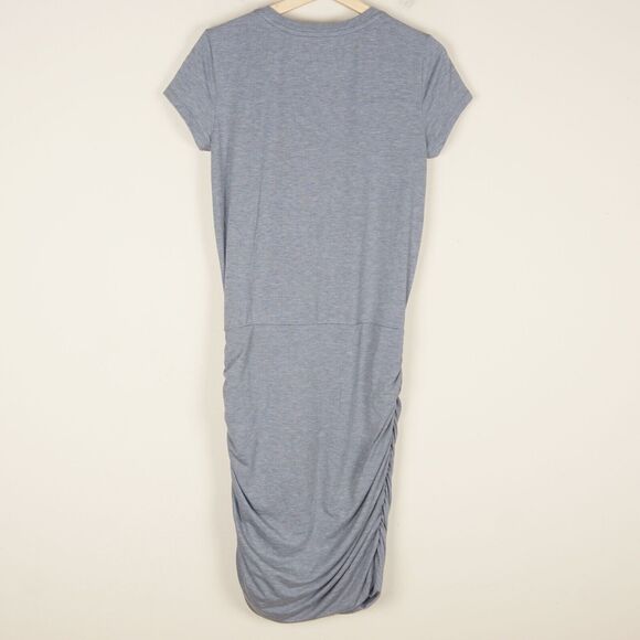 Athleta Topanga Gray Knit Tee Dress Ruched Womens Sz M Tall Style 439157 - Picture 3 of 6